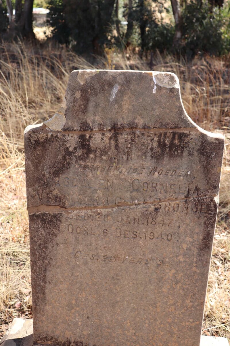 VERMAAK Magdalena Cornelia nee CRONJE 1847-1940