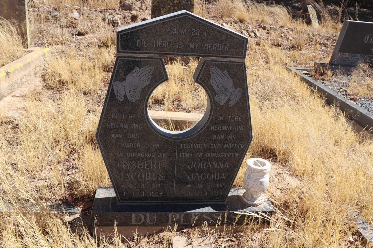 PLESSIS Gysbert Jacobus, du 1917-1997 &amp; Johanna Jacoba 1912-1994