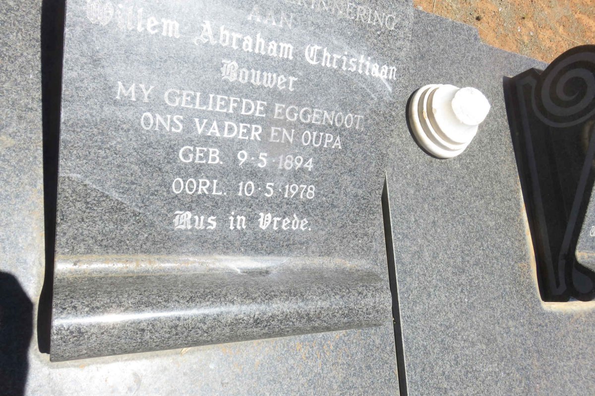 BOUWER Willem Abraham Christiaan 1894-1978 &amp; Florence Jane EMSLIE 1905-1990