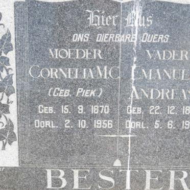 BESTER Emanuel Andreas 1858-1945 &amp; Cornelia M.C. PIEK 1870-1956