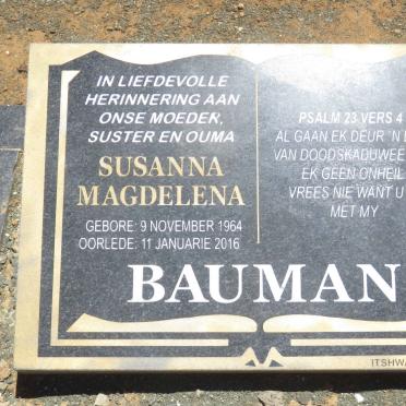 BAUMAN Susanna Magdelena 1964-2016