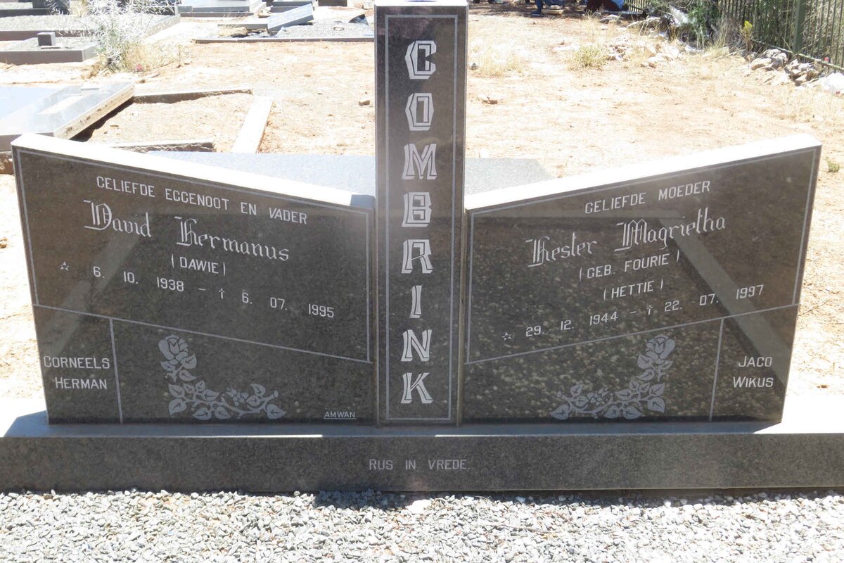 COMBRINK David Hermanus 1938-1995 &amp; Hester Magrietha FOURIE 1944-1997
