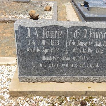 FOURIE J.A. 1863-1942 &amp; C.J. JANSEN 1865-1952