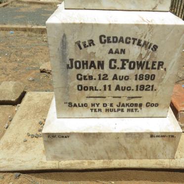 FOWLER Johan C. 1890-1921