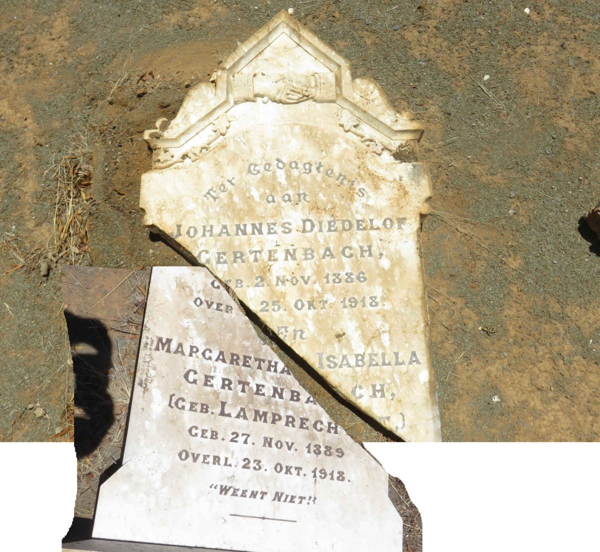 GERTENBACH Johannes Diedelof 1886-1918 &amp; Margaretha Isabella LAMPRECHT 1889-1918