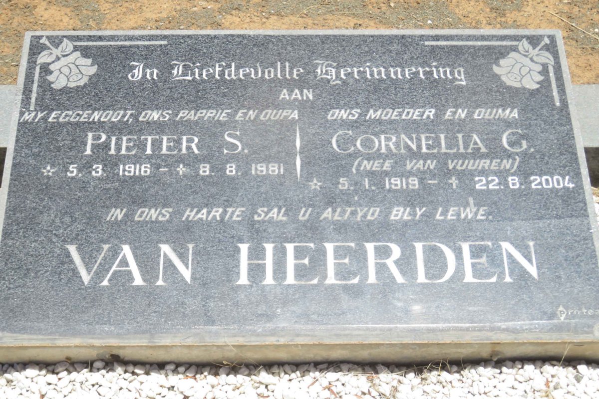 HEERDEN Pieter S., van 1916-1981 &amp; Cornelia G. VAN VUUREN 1919-2004