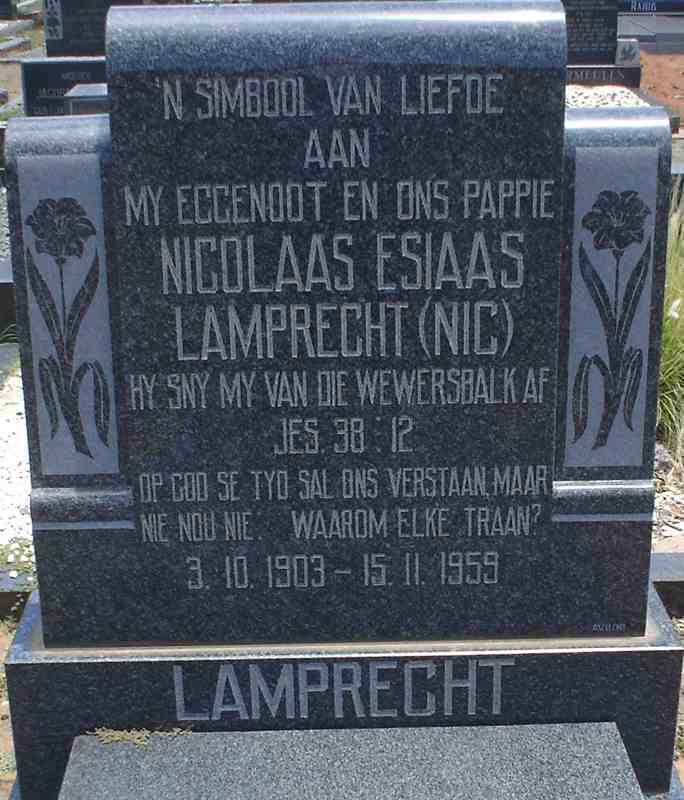 LAMPRECHT Nicolaas Esiaas 1903-1959