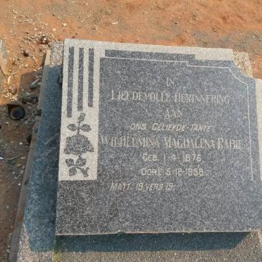 RABIE Wilhelmina Magdalena 1876-1958