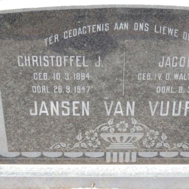 VUUREN Christoffel J., Jansen van 1884-1947 &amp; Jacoba P. V.D. WALT 1887-1973