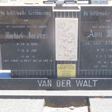 WALT Michiel Jacobus, van der 1905-1981 &amp; Anna Martha VAN STRAATEN 1905-1987