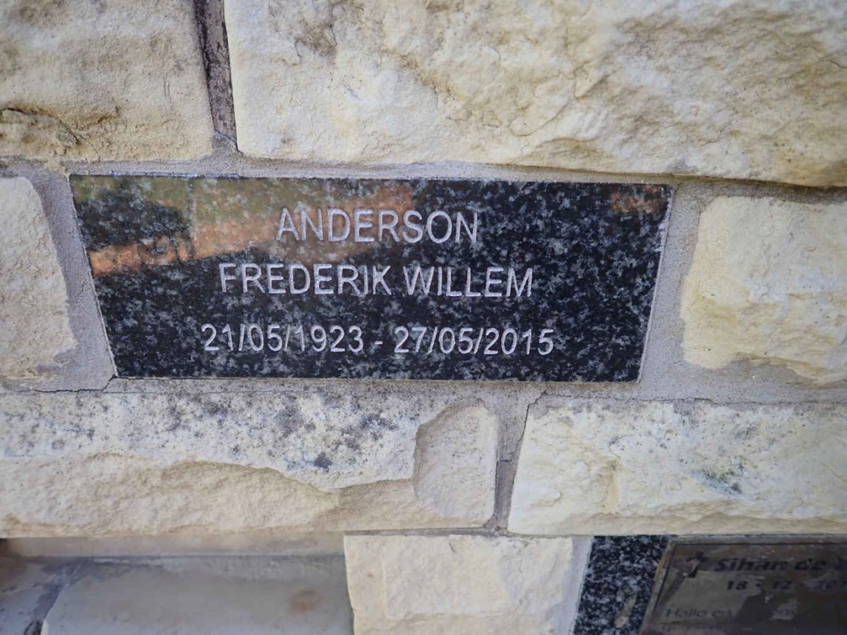 ANDERSON Frederik Willem 1923-2015