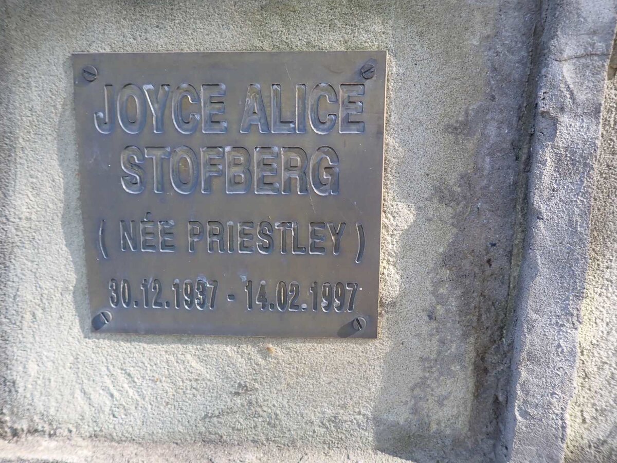 STOFBERG Joyce Alice nee PRIESTLY 1937-1997