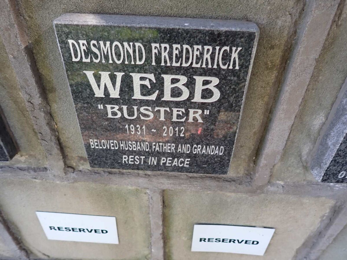 WEBB Desmond Frederick 1931-2012
