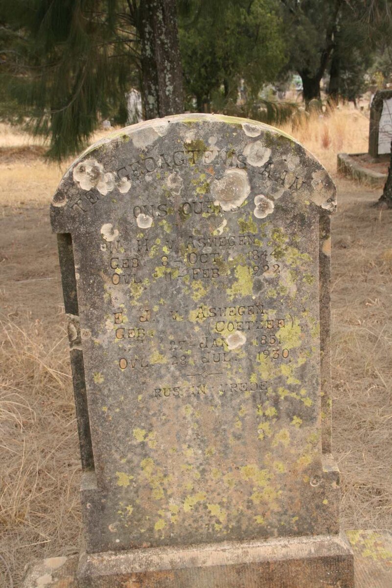 ASWEGEN W.H., van 1844-1922 & E.J. COETZEE 1851-1930
