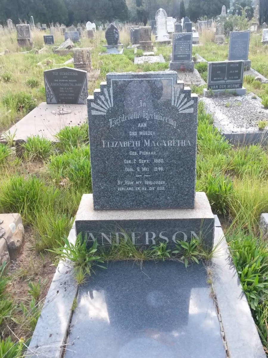 ANDERSON Elizabeth Magaretha nee PIENAAR 1880-1948