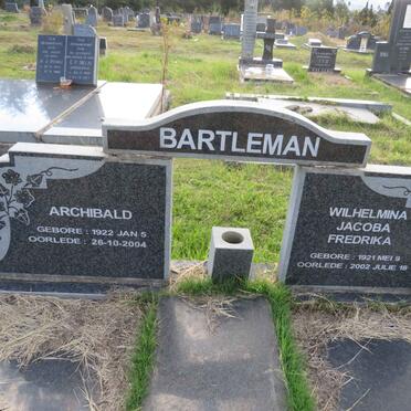 BARTLEMAN Archibald 1922-2004 & Wilhelmina Jacoba Fredrika 1921-2002 
