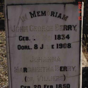 BERRY John George 1834-1908 &amp; Johanna Margaretha DE VILLIERS 1850-1924