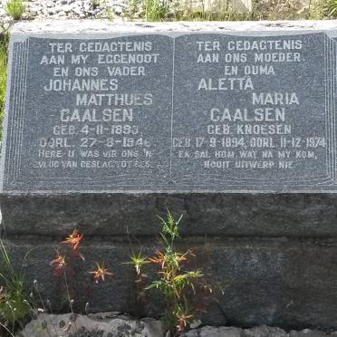 CAALSEN Johannes Matthues 1893-1946 &amp; Aletta Maria KNOESEN 1894-1974