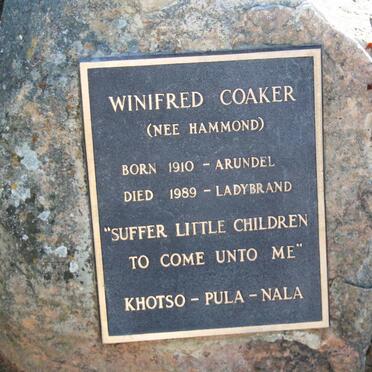 COAKER Winifred nee HAMMOND 1910-1989