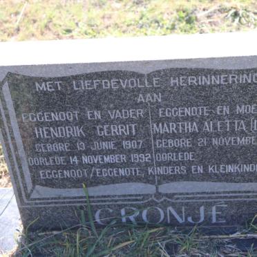 CRONJE Hendrik Gerrit 1907-1992 & Martha Aletta 1912-