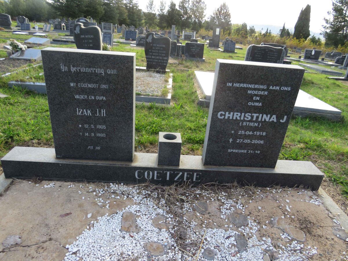 COETZEE Izak J.H. 1905-1980 & Christina J. 1918-2006