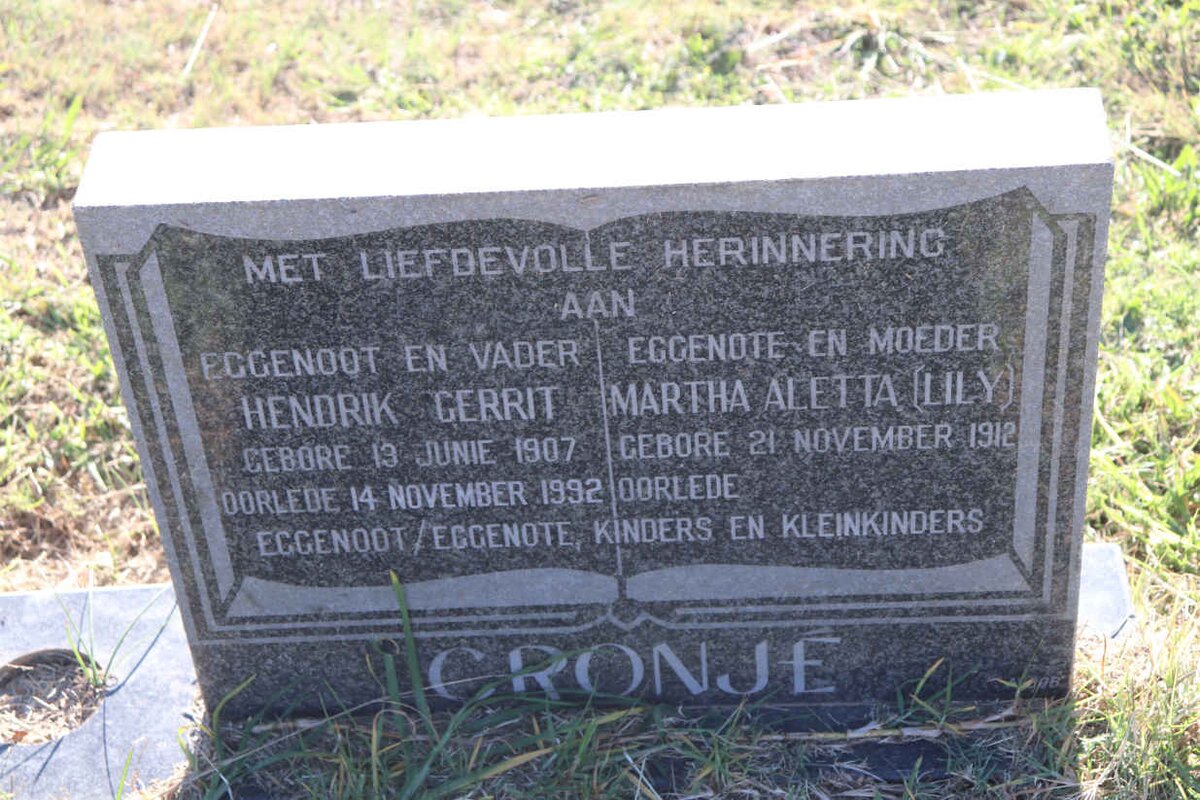 CRONJE Hendrik Gerrit 1907-1992 & Martha Aletta 1912-