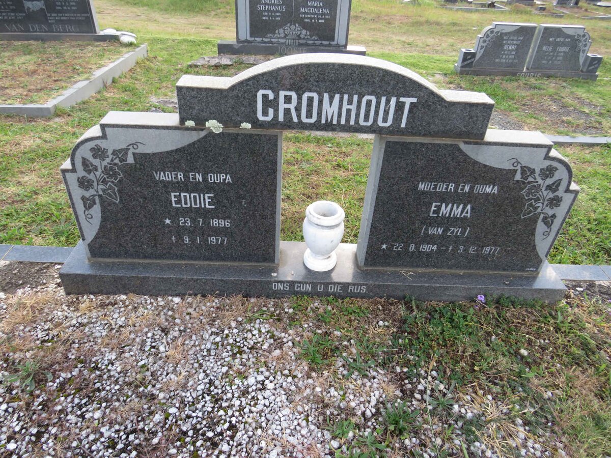 CROMHOUT Eddie 1896-1977 & Emma VAN ZYL 1904-1977