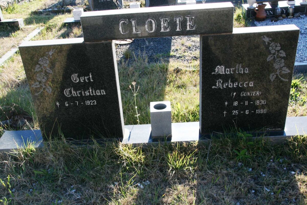 CLOETE Gert Christian 1923- & Martha Rebecca GUNTER 1930-1988