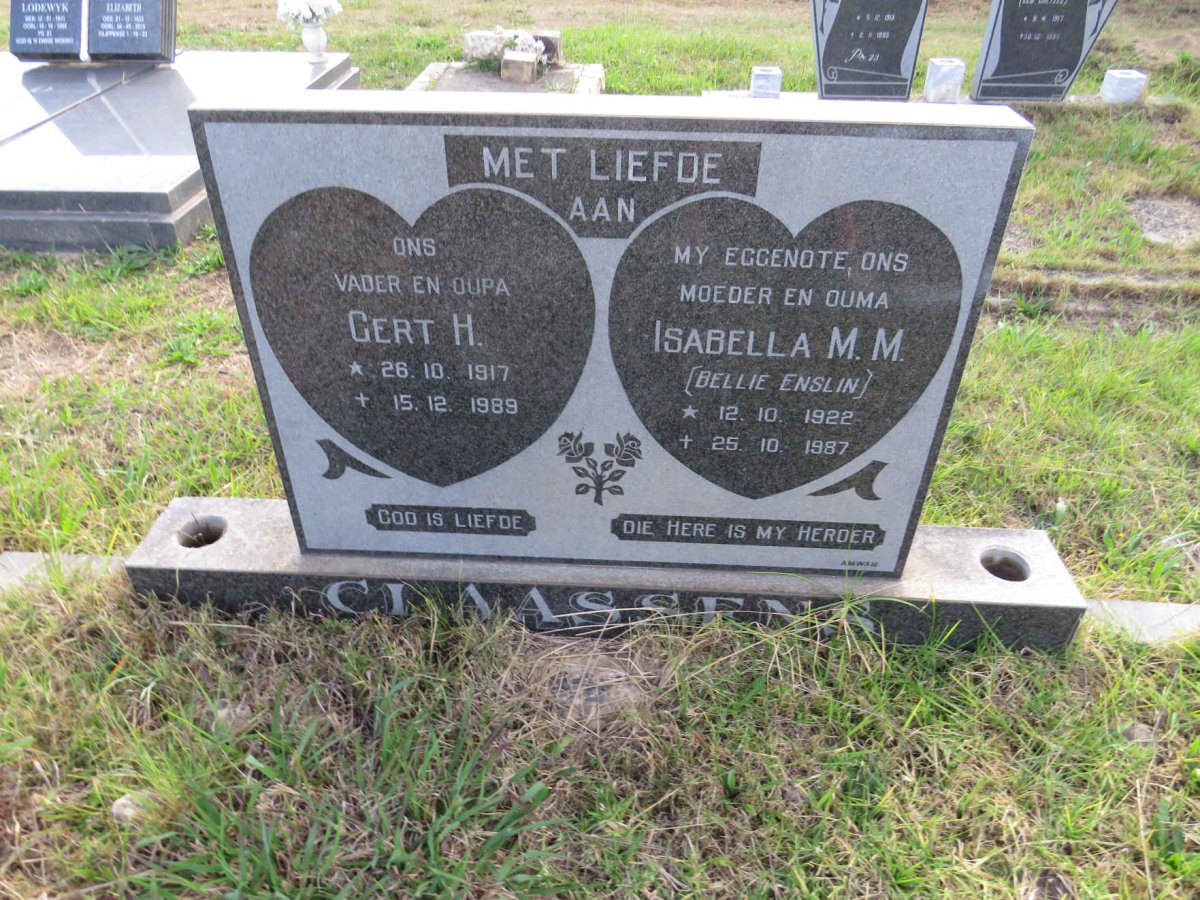 CLAASSENS Gert H. 1917-1989 & Isabella M.M. ENSLIN 1922-1987