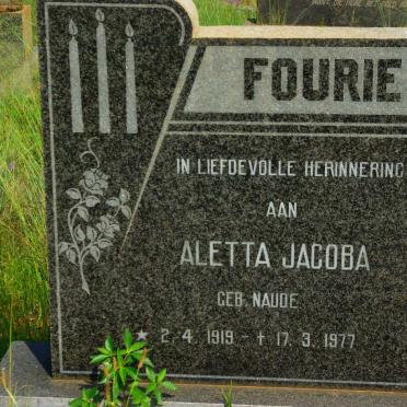 FOURIE Aletta Jacoba nee NAUDE 1919-1977