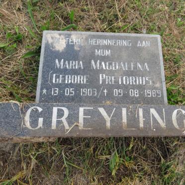 GREYLING Maria Magdalena nee PRETORIUS 1903-1989