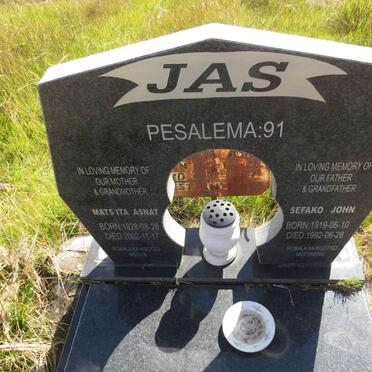 JAS Sefako John 1919-1992 & Matsita Asnat 1928-2002