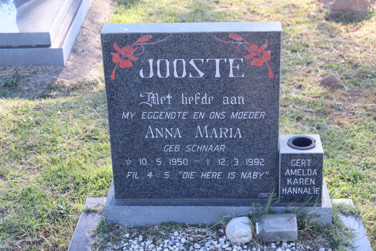 JOOSTE Anna Maria nee SCHNAAR 1950-1992