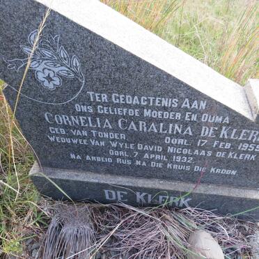 KLERK David Nicolaas, de -1932 & Cornelia Caralina VAN TONDER -1959