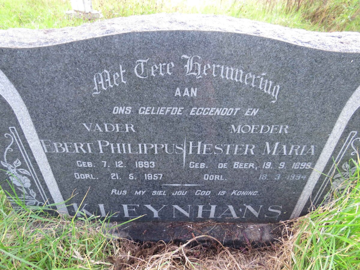 KLEYNHANS Ebert Philippus 1893-1957 & Hester Maria DE BEER 1899-1994