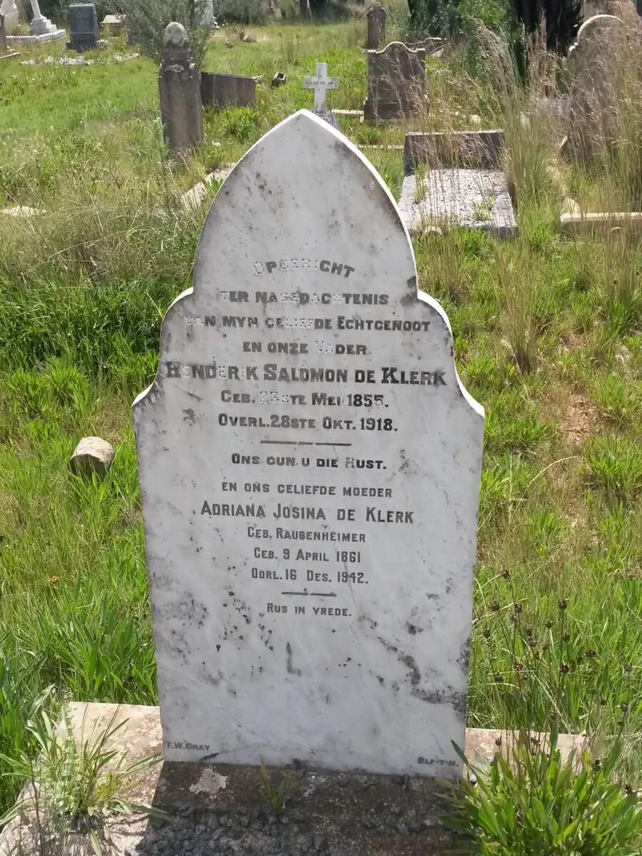 KLERK Hendrik Salomon, de 1855-1918 &amp; Adriana Josina RAUBENHEIMER 1861-1942