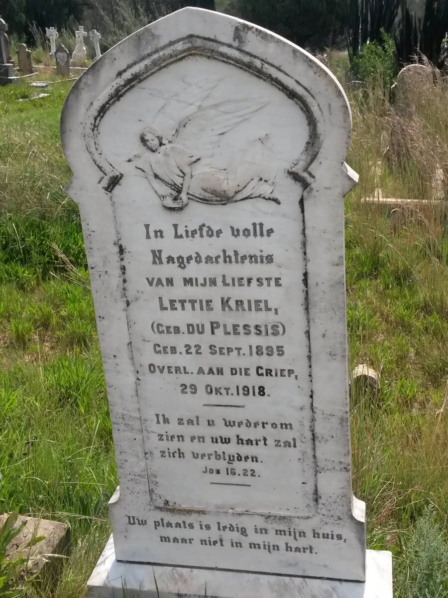 KRIEL Lettie nee DU PLESSIS 1895-1918