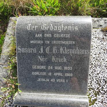 KLEYNHANS Susara J.C.B. nee KRIEK 1893-1960