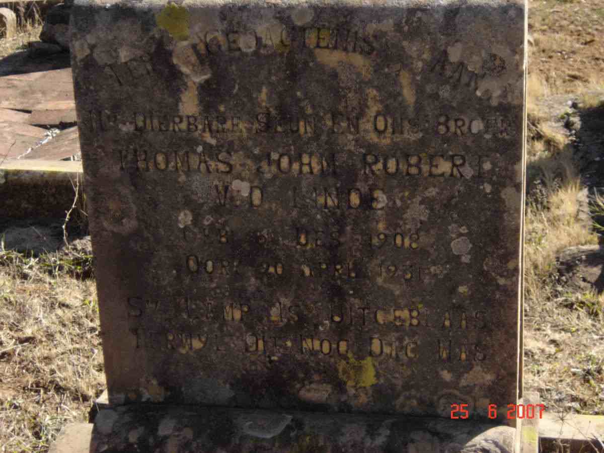 LINDE Thomas John Robert, van der 1908-1931