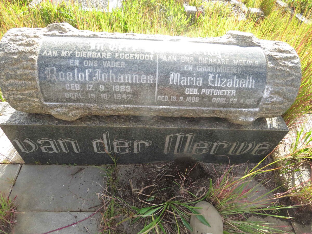 MERWE Roelof Johannes, van der 1883-1947 & Maria Elizabeth POTGIETER 1885-1965