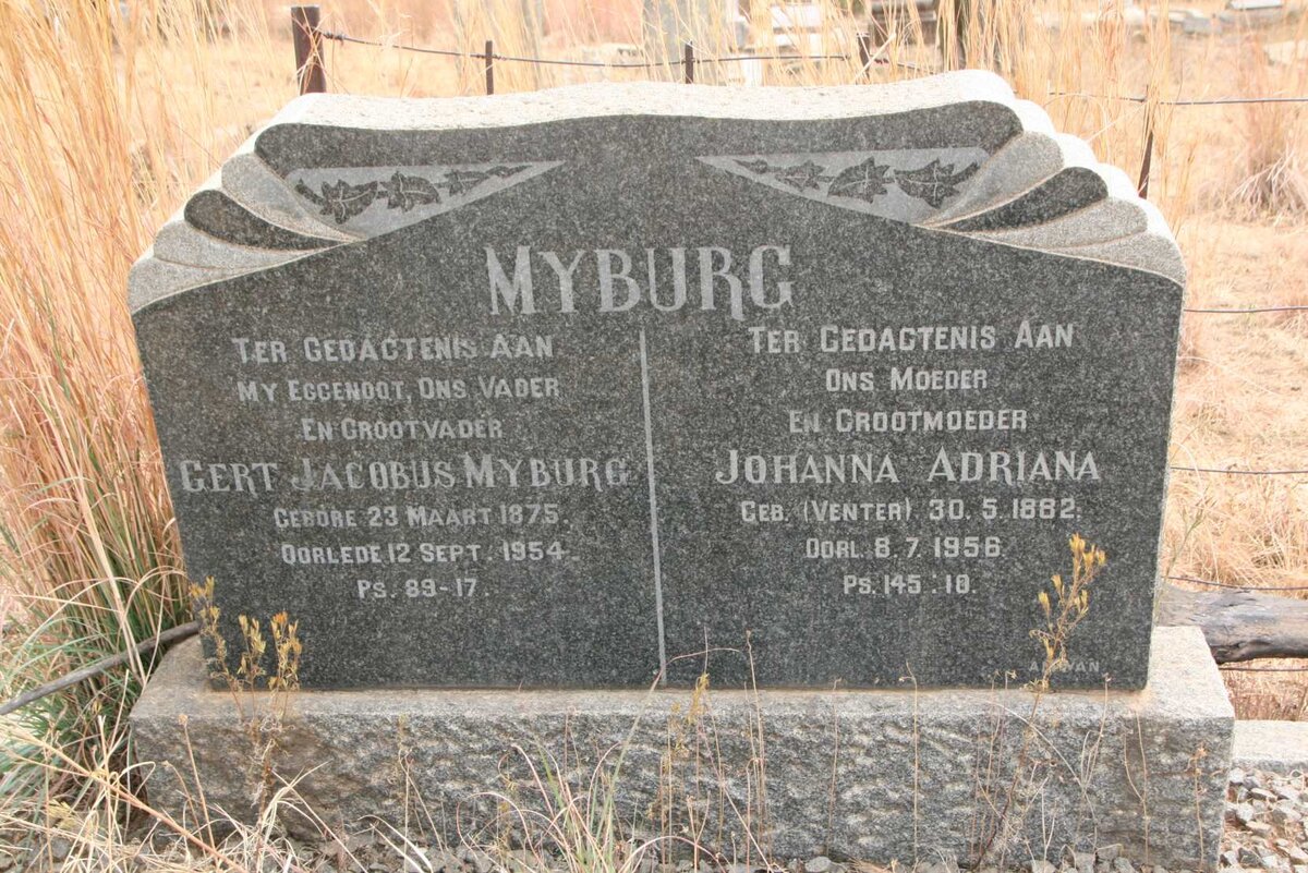 MYBURG Gert Jacobus 1875-1954 & Johanna Adriana VENTER 1882-1956