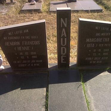 NAUDÉ Hendrik Francois 1939-1988 &amp; Margaretha E.C. PIETERSEN 1940-1993