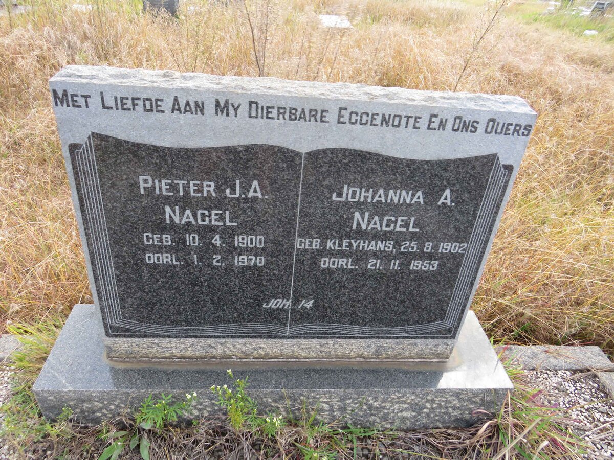 NAGEL Pieter J.A. 1900-1970 & Johanna A. KLEYNHANS 1902-1953