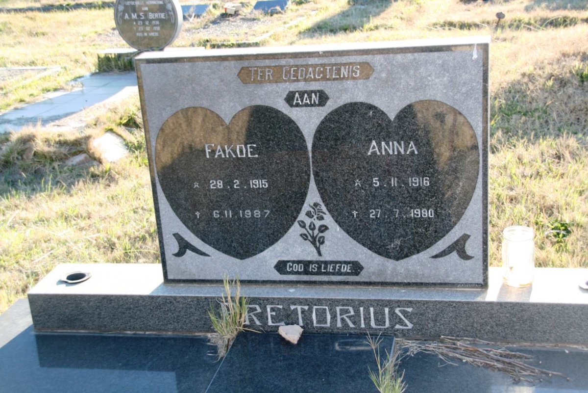 PRETORIUS Fakoe 1915-1987 & Anna 1916-1980
