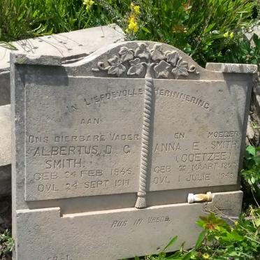 SMITH Albertus D.V. 1865-1917 &amp; Anna E. COETZEE 1859-1947