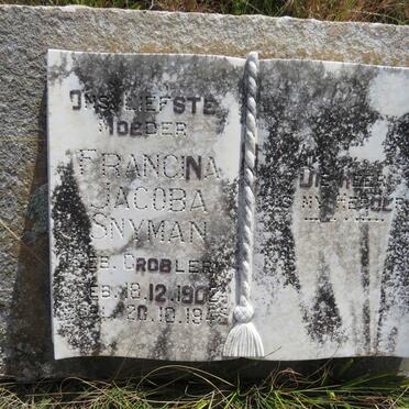 SNYMAN Francina Jacoba nee GROBLER 1902-1945