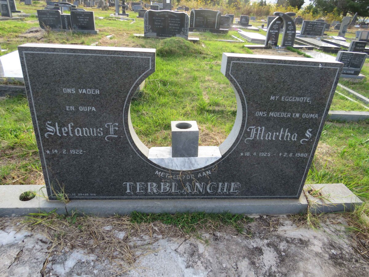 TERBLANCHE Stefanus F. 1922- & Martha S. 1925-1980