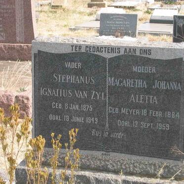 ZYL Stephanus Ignatius, van 1875-1949 &amp; Magaretha Johanna Aletta MEYER 1884-1959