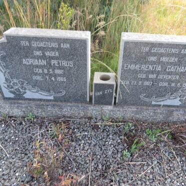 ZYL Adriaan Petrus, van 1882-1966 & Emmerentia Catharina VAN DEVENTER 1887-1959