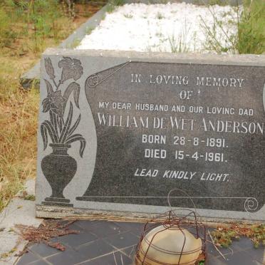 ANDERSON William de Wet 1891-1961 &amp; Johanna 1908-1996